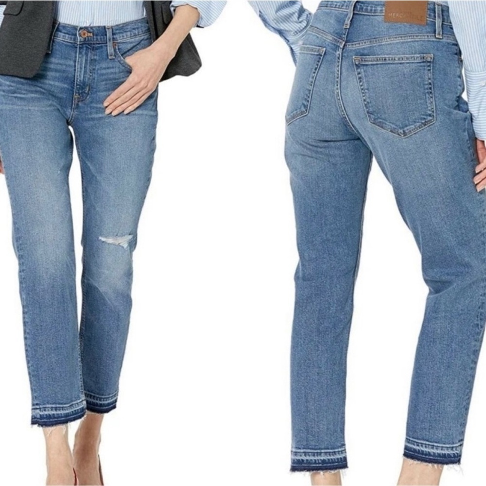 J crew mercantile slim boyfriend raw hem jeans 28 NWT